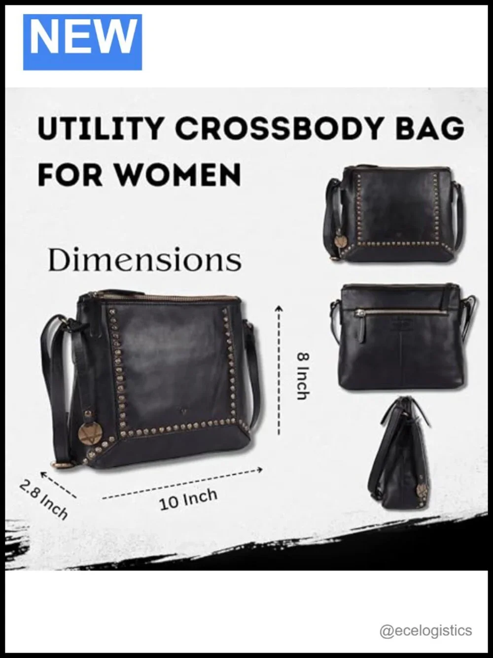 Genuine Italian Leather Boho Studded Crossbody Sling Bag